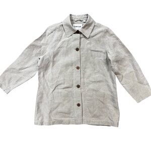 Orvis Tan 100% Linen Button Down Chore Barn Shacket Jacket Medium Lagenlook